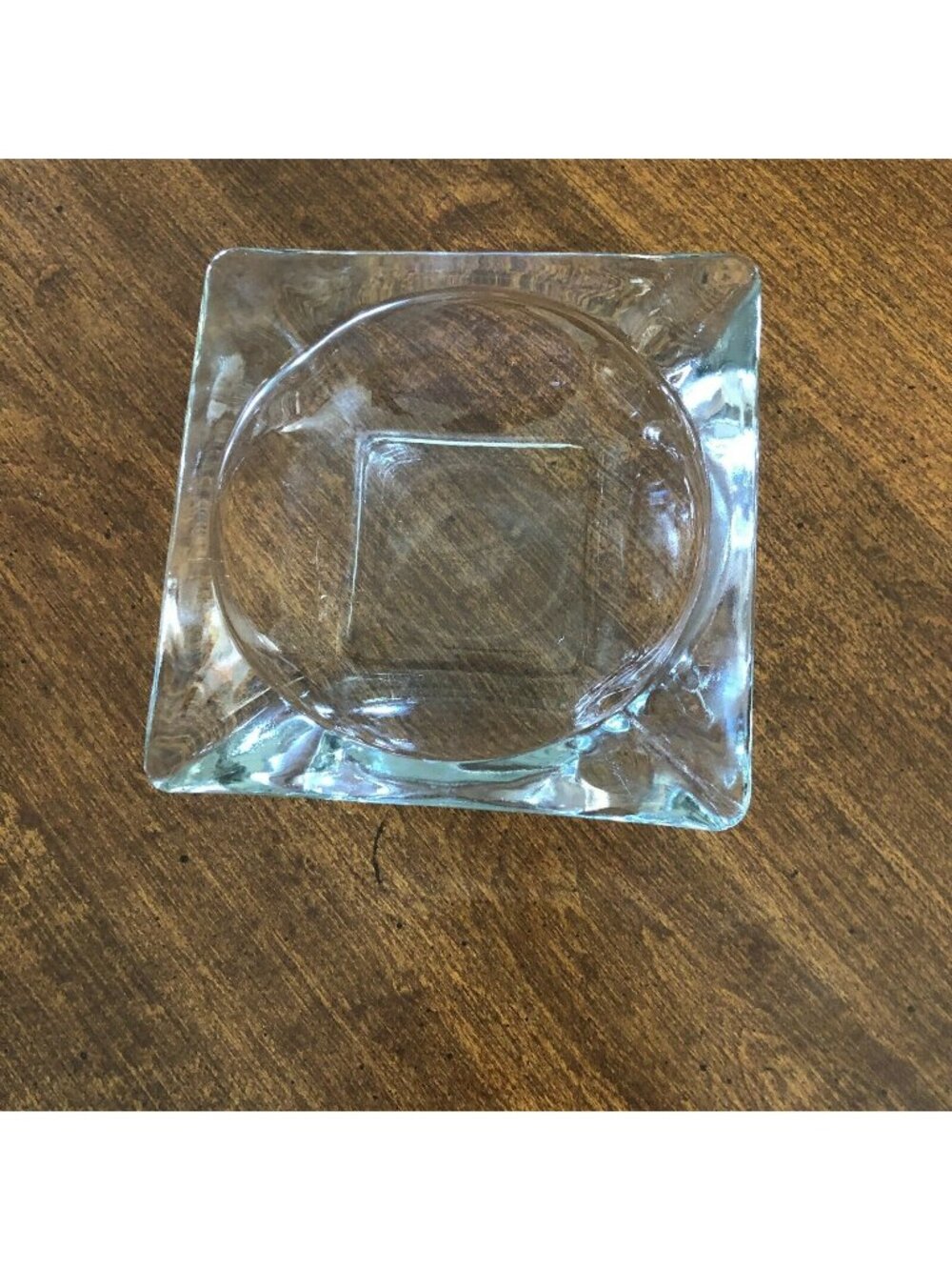 Anchor Hocking Ashtray Heavy Clear Glass Square 4.5" Vintage Tobacco Collectible